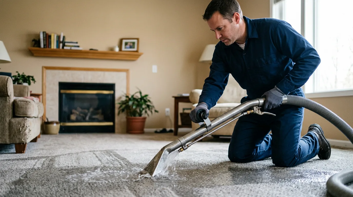 Water damage restoration technician working near Hamilton, NC